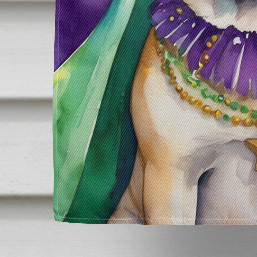 Pug King of Mardi Gras House Flag 28x40 Porch Sleeve Pole Decorative Outside Yard Banner Artwork Wall Hanging, Polyester