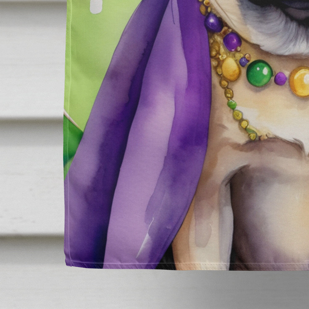 Pug King of Mardi Gras House Flag 28x40 Porch Sleeve Pole Decorative Outside Yard Banner Artwork Wall Hanging, Polyester