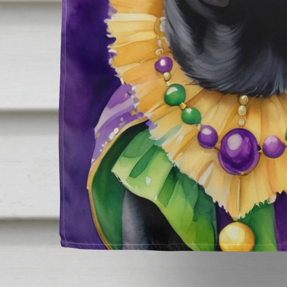 Black Pug King of Mardi Gras House Flag 28x40 Porch Sleeve Pole Decorative Outside Yard Banner Artwork Wall Hanging, Polyester