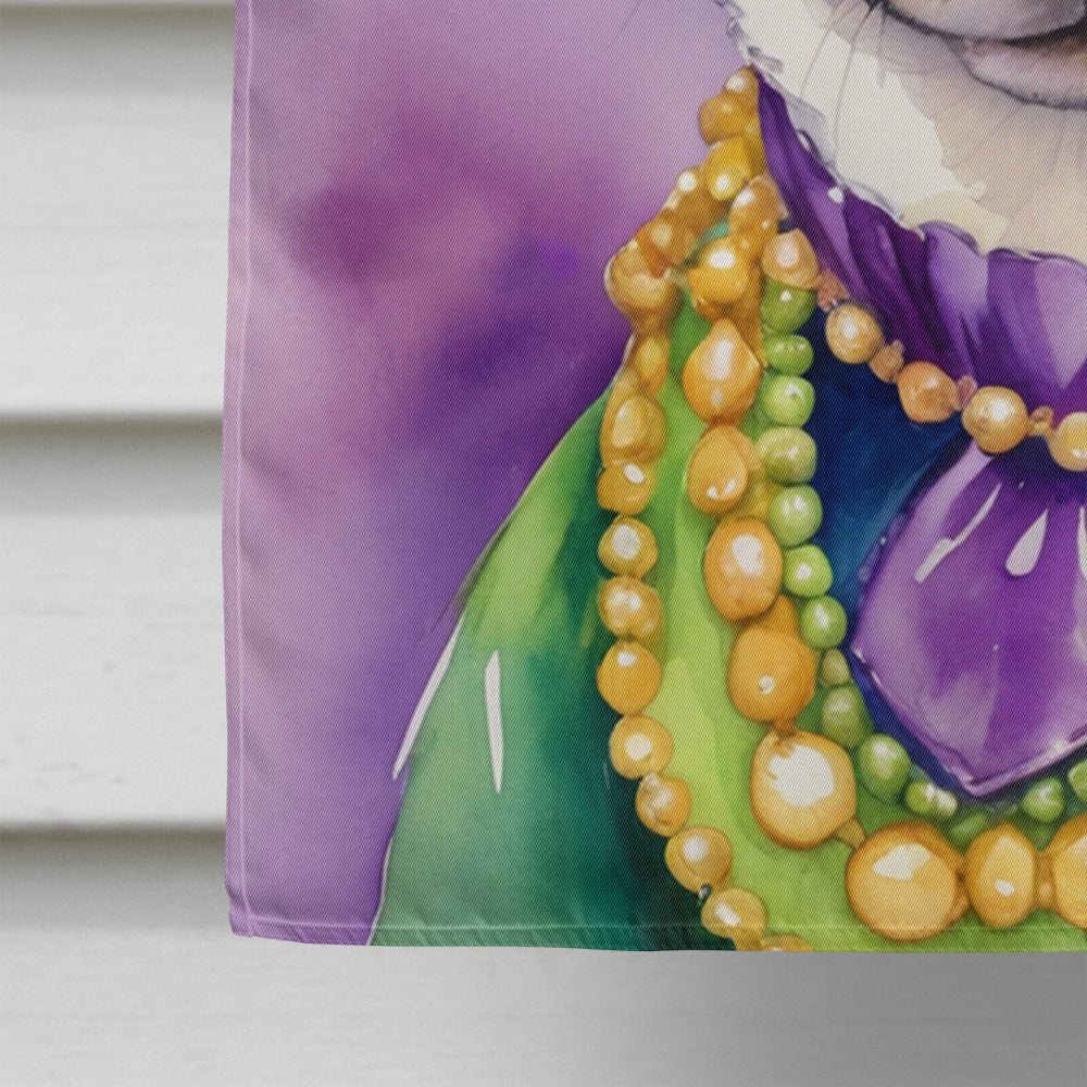 Rat Terrier King of Mardi Gras House Flag 28x40 Porch Sleeve Pole Decorative Outside Yard Banner Artwork Wall Hanging, Polyester