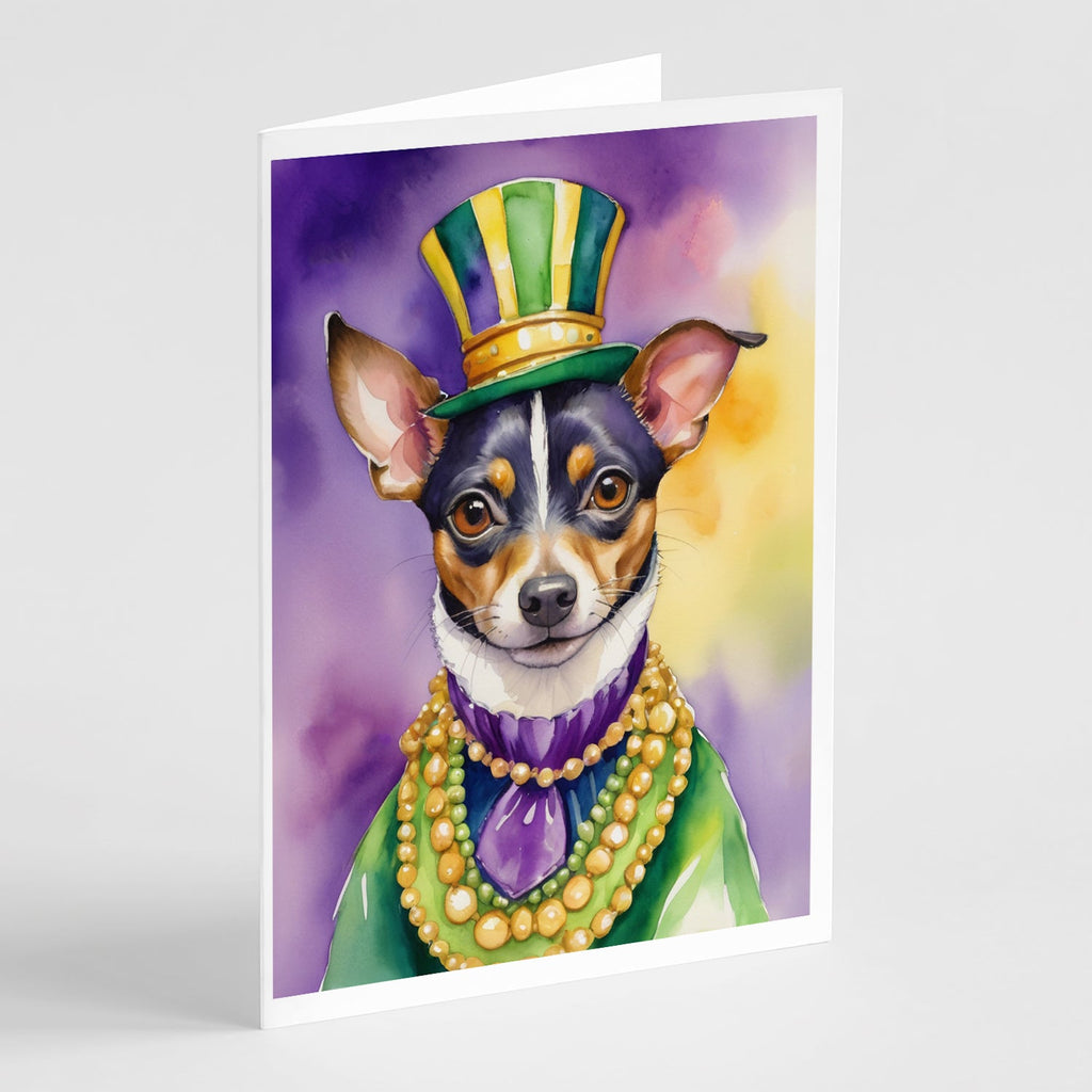 Rat Terrier King of Mardi Gras Greeting Cards Pack of 8 Blank Cards with Envelopes Whimsical A7 Size 5x7