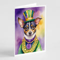 Rat Terrier King of Mardi Gras Greeting Cards Pack of 8 Blank Cards with Envelopes Whimsical A7 Size 5x7