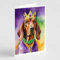 Redbone Coonhound King of Mardi Gras Greeting Cards Pack of 8 Blank Cards with Envelopes Whimsical A7 Size 5x7