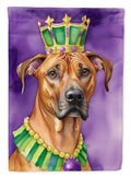 Rhodesian Ridgeback King of Mardi Gras House Flag 28x40 Porch Sleeve Pole Decorative Outside Yard Banner Artwork Wall Hanging, Polyester