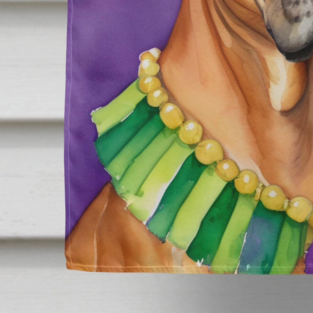 Rhodesian Ridgeback King of Mardi Gras House Flag 28x40 Porch Sleeve Pole Decorative Outside Yard Banner Artwork Wall Hanging, Polyester
