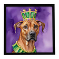 Rhodesian Ridgeback King of Mardi Gras Framed Metal Print Bathroom, Kitchen, Office, Home Decor Wall Art Ready to Hang, Square, 8X8