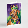 Rhodesian Ridgeback King of Mardi Gras Greeting Cards Pack of 8 Blank Cards with Envelopes Whimsical A7 Size 5x7