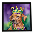 Rhodesian Ridgeback King of Mardi Gras Framed Metal Print Bathroom, Kitchen, Office, Home Decor Wall Art Ready to Hang, Square, 8X8