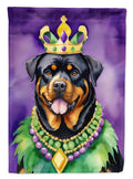 Rottweiler King of Mardi Gras House Flag 28x40 Porch Sleeve Pole Decorative Outside Yard Banner Artwork Wall Hanging, Polyester