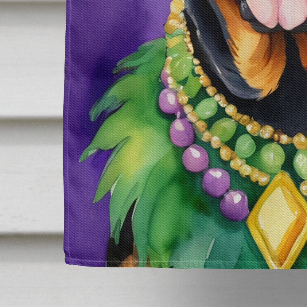 Rottweiler King of Mardi Gras House Flag 28x40 Porch Sleeve Pole Decorative Outside Yard Banner Artwork Wall Hanging, Polyester