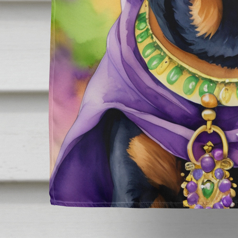 Rottweiler King of Mardi Gras House Flag 28x40 Porch Sleeve Pole Decorative Outside Yard Banner Artwork Wall Hanging, Polyester