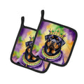 Rottweiler King of Mardi Gras Pot Holder Set of 2 Heat Resistant Quilted Hot Pads 7.5 x 7.5 Inch, Insulated Kitchen Trivets for Cooking & Baking