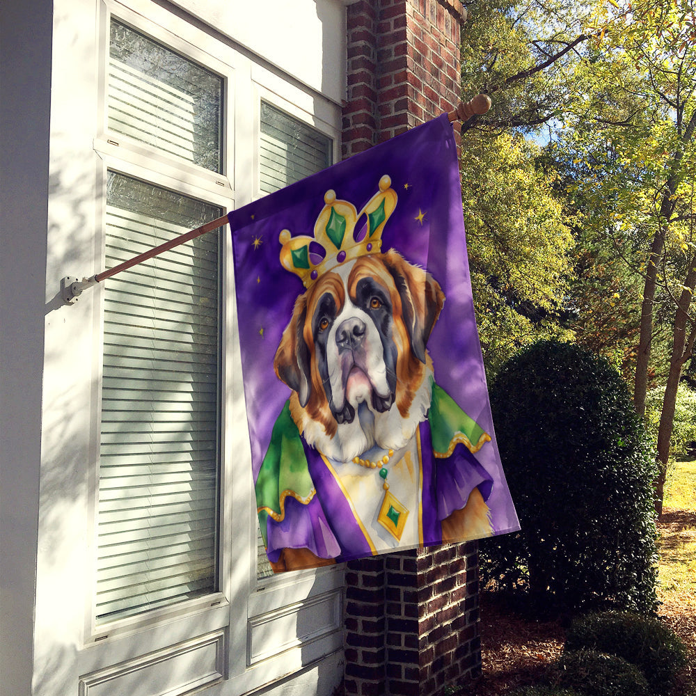 Saint Bernard King of Mardi Gras House Flag 28x40 Porch Sleeve Pole Decorative Outside Yard Banner Artwork Wall Hanging, Polyester