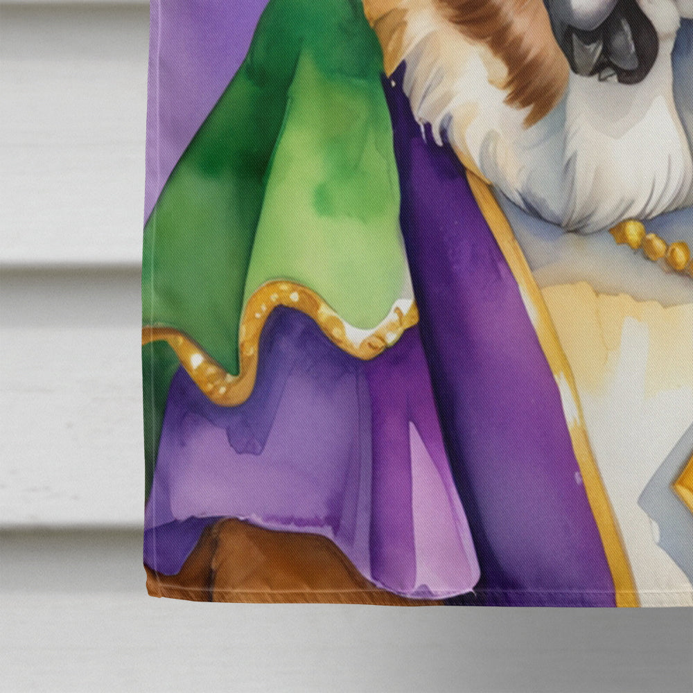 Saint Bernard King of Mardi Gras House Flag 28x40 Porch Sleeve Pole Decorative Outside Yard Banner Artwork Wall Hanging, Polyester