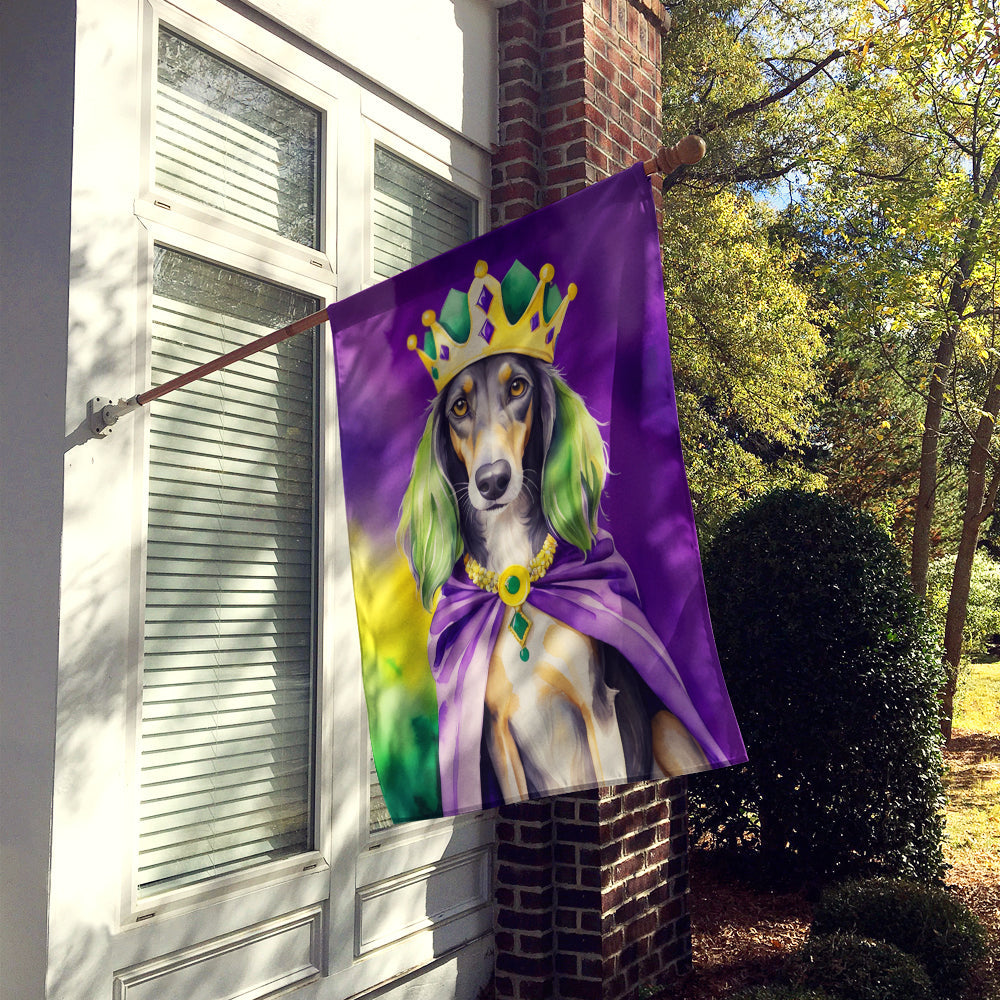 Saluki King of Mardi Gras House Flag 28x40 Porch Sleeve Pole Decorative Outside Yard Banner Artwork Wall Hanging, Polyester