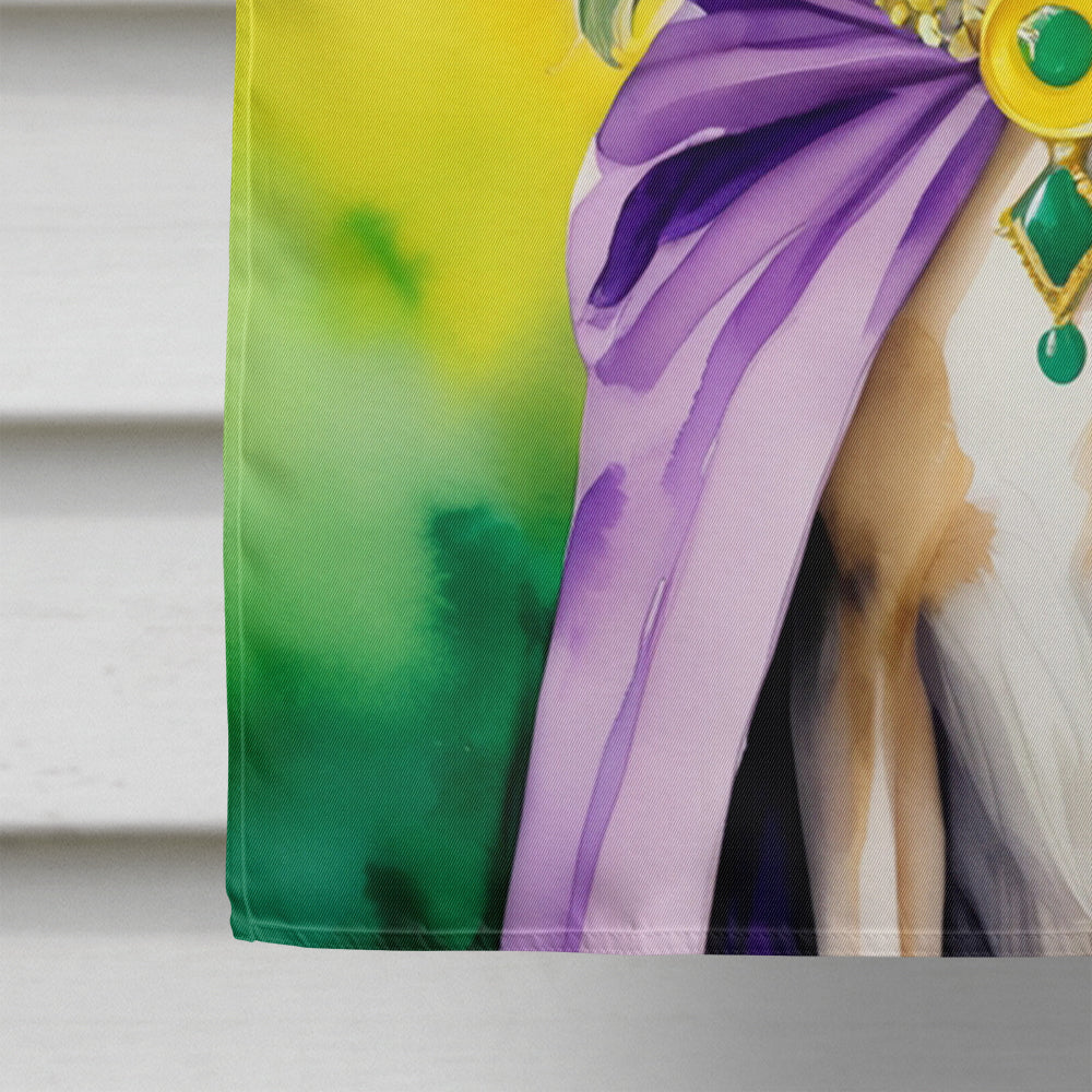 Saluki King of Mardi Gras House Flag 28x40 Porch Sleeve Pole Decorative Outside Yard Banner Artwork Wall Hanging, Polyester