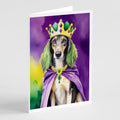 Saluki King of Mardi Gras Greeting Cards Pack of 8 Blank Cards with Envelopes Whimsical A7 Size 5x7