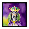 Saluki King of Mardi Gras Framed Metal Print Bathroom, Kitchen, Office, Home Decor Wall Art Ready to Hang, Square, 8X8