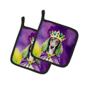 Saluki King of Mardi Gras Pot Holder Set of 2 Heat Resistant Quilted Hot Pads 7.5 x 7.5 Inch, Insulated Kitchen Trivets for Cooking & Baking