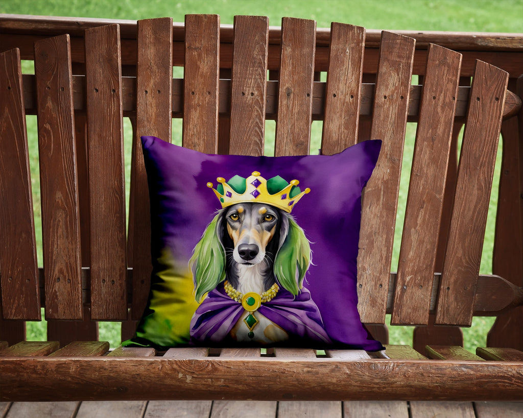 Saluki King of Mardi Gras Decorative Throw Pillow 14x14 Indoor Outdoor Accent Cushion, Fabric Cover with Insert for Sofa, Bed, Porch & Living Room