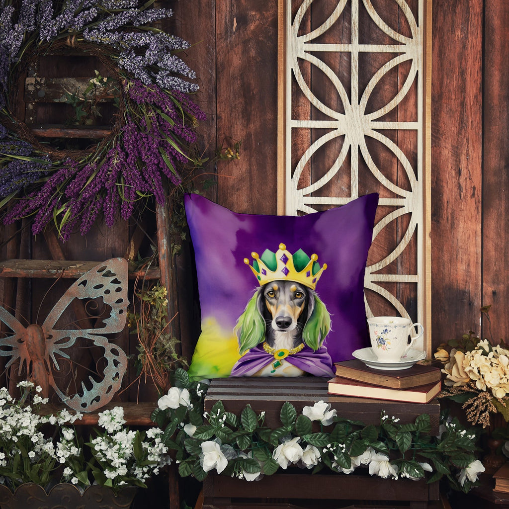 Saluki King of Mardi Gras Decorative Throw Pillow 18x18 Indoor Outdoor Accent Cushion, Fabric Cover with Insert for Sofa, Bed, Porch & Living Room