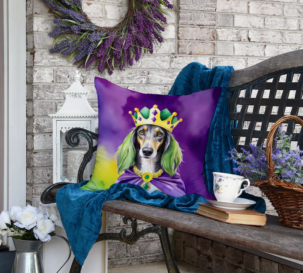 Saluki King of Mardi Gras Decorative Throw Pillow 18x18 Indoor Outdoor Accent Cushion, Fabric Cover with Insert for Sofa, Bed, Porch & Living Room