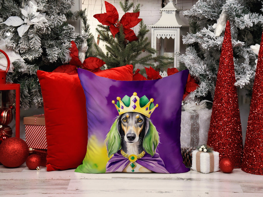 Saluki King of Mardi Gras Decorative Throw Pillow 18x18 Indoor Outdoor Accent Cushion, Fabric Cover with Insert for Sofa, Bed, Porch & Living Room