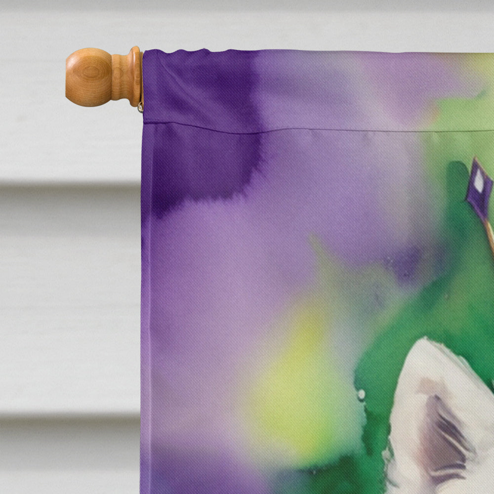 Samoyed King of Mardi Gras House Flag 28x40 Porch Sleeve Pole Decorative Outside Yard Banner Artwork Wall Hanging, Polyester