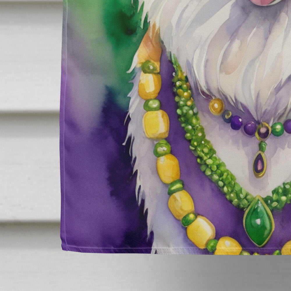 Samoyed King of Mardi Gras House Flag 28x40 Porch Sleeve Pole Decorative Outside Yard Banner Artwork Wall Hanging, Polyester