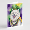 Samoyed King of Mardi Gras Greeting Cards Pack of 8 Blank Cards with Envelopes Whimsical A7 Size 5x7
