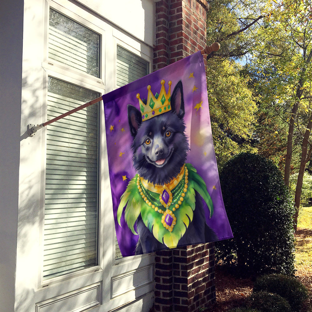 Schipperke King of Mardi Gras House Flag 28x40 Porch Sleeve Pole Decorative Outside Yard Banner Artwork Wall Hanging, Polyester
