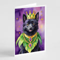 Schipperke King of Mardi Gras Greeting Cards Pack of 8 Blank Cards with Envelopes Whimsical A7 Size 5x7