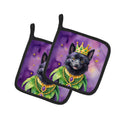 Schipperke King of Mardi Gras Pot Holder Set of 2 Heat Resistant Quilted Hot Pads 7.5 x 7.5 Inch, Insulated Kitchen Trivets for Cooking & Baking