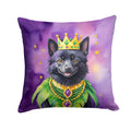 Schipperke King of Mardi Gras Decorative Throw Pillow 18x18 Indoor Outdoor Accent Cushion, Fabric Cover with Insert for Sofa, Bed, Porch & Living Room