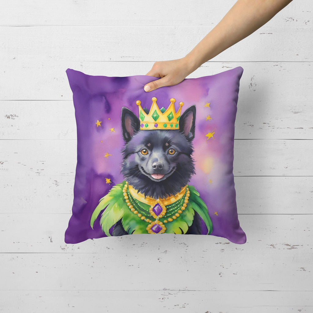 Schipperke King of Mardi Gras Decorative Throw Pillow 18x18 Indoor Outdoor Accent Cushion, Fabric Cover with Insert for Sofa, Bed, Porch & Living Room