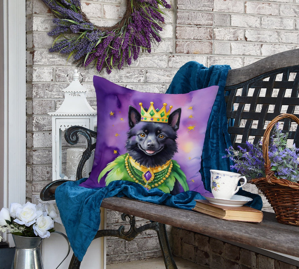 Schipperke King of Mardi Gras Decorative Throw Pillow 18x18 Indoor Outdoor Accent Cushion, Fabric Cover with Insert for Sofa, Bed, Porch & Living Room