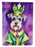 Schnauzer King of Mardi Gras House Flag 28x40 Porch Sleeve Pole Decorative Outside Yard Banner Artwork Wall Hanging, Polyester