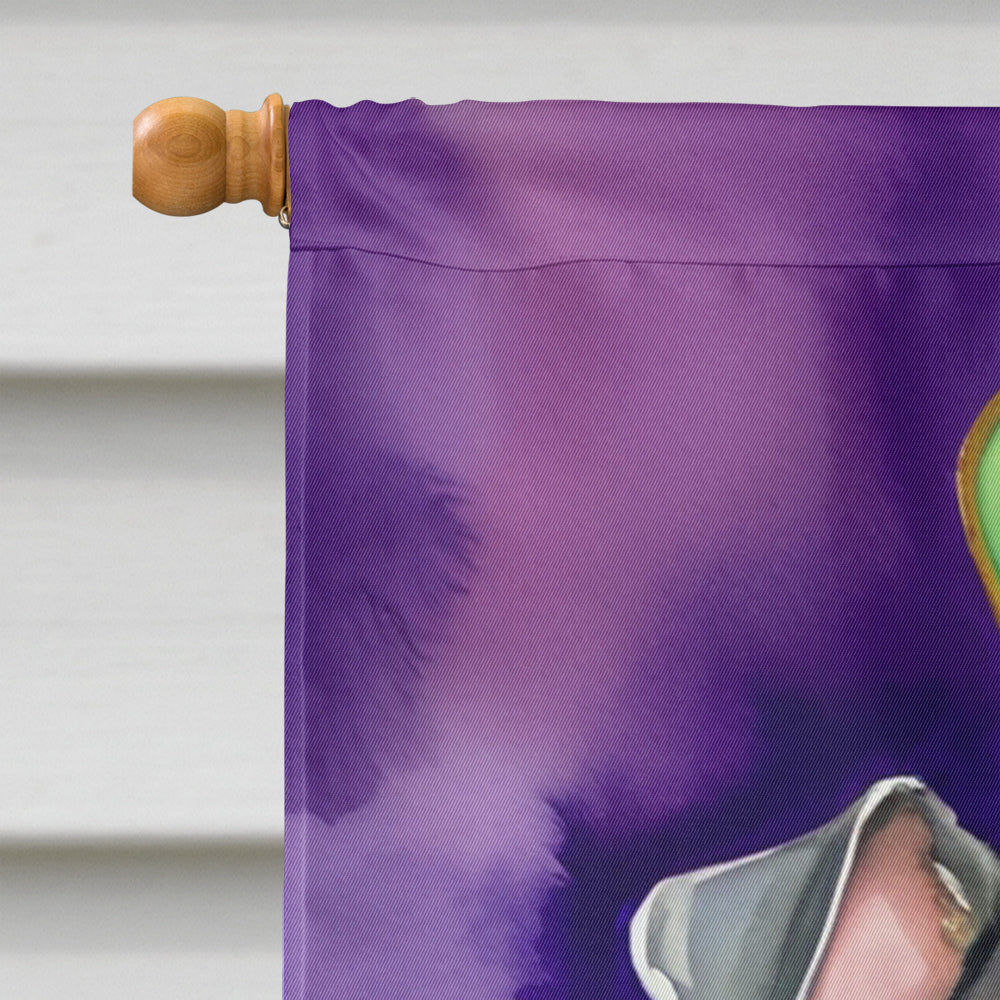 Schnauzer King of Mardi Gras House Flag 28x40 Porch Sleeve Pole Decorative Outside Yard Banner Artwork Wall Hanging, Polyester