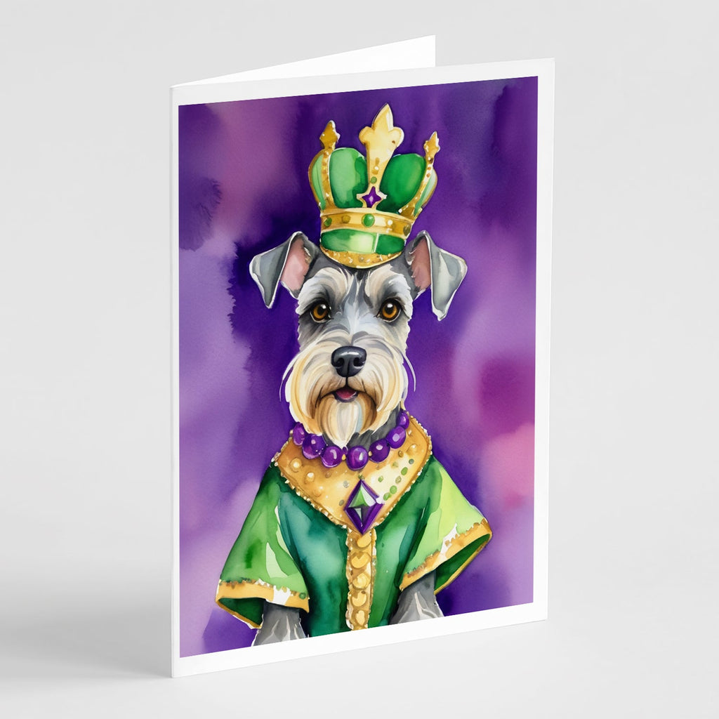 Schnauzer King of Mardi Gras Greeting Cards Pack of 8 Blank Cards with Envelopes Whimsical A7 Size 5x7