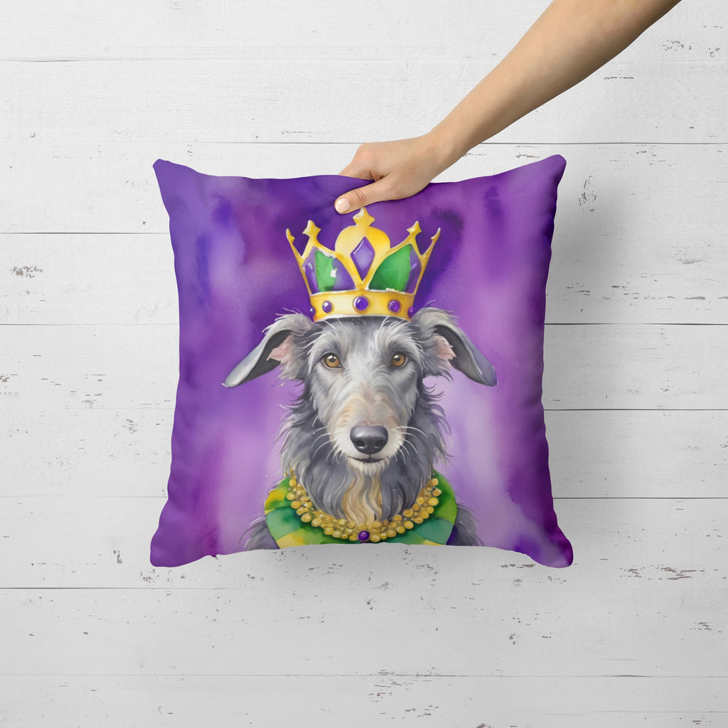 Scottish Deerhound King of Mardi Gras Decorative Throw Pillow 18x18 Indoor Outdoor Accent Cushion, Fabric Cover with Insert for Sofa, Bed, Porch & Living Room