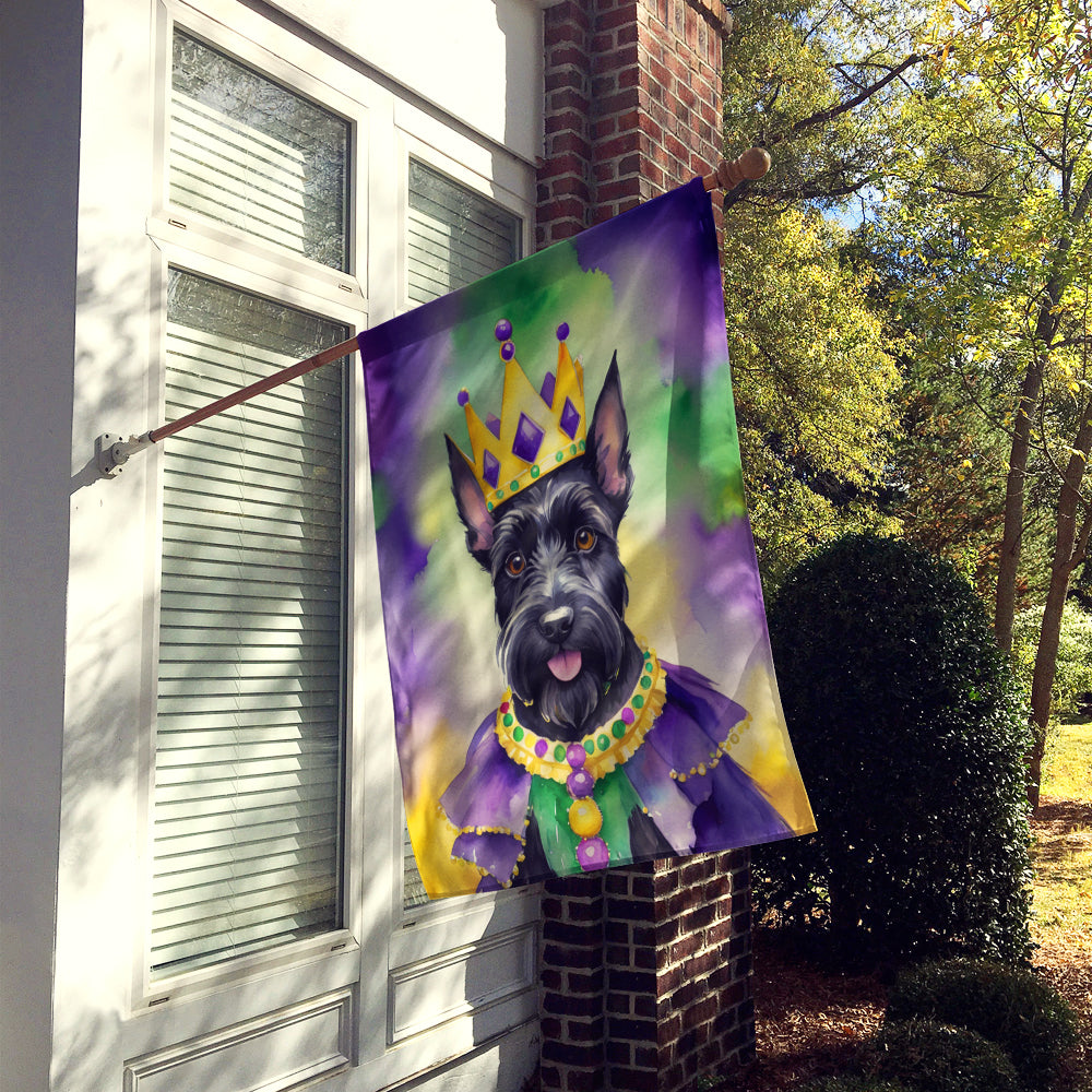 Scottish Terrier King of Mardi Gras House Flag 28x40 Porch Sleeve Pole Decorative Outside Yard Banner Artwork Wall Hanging, Polyester