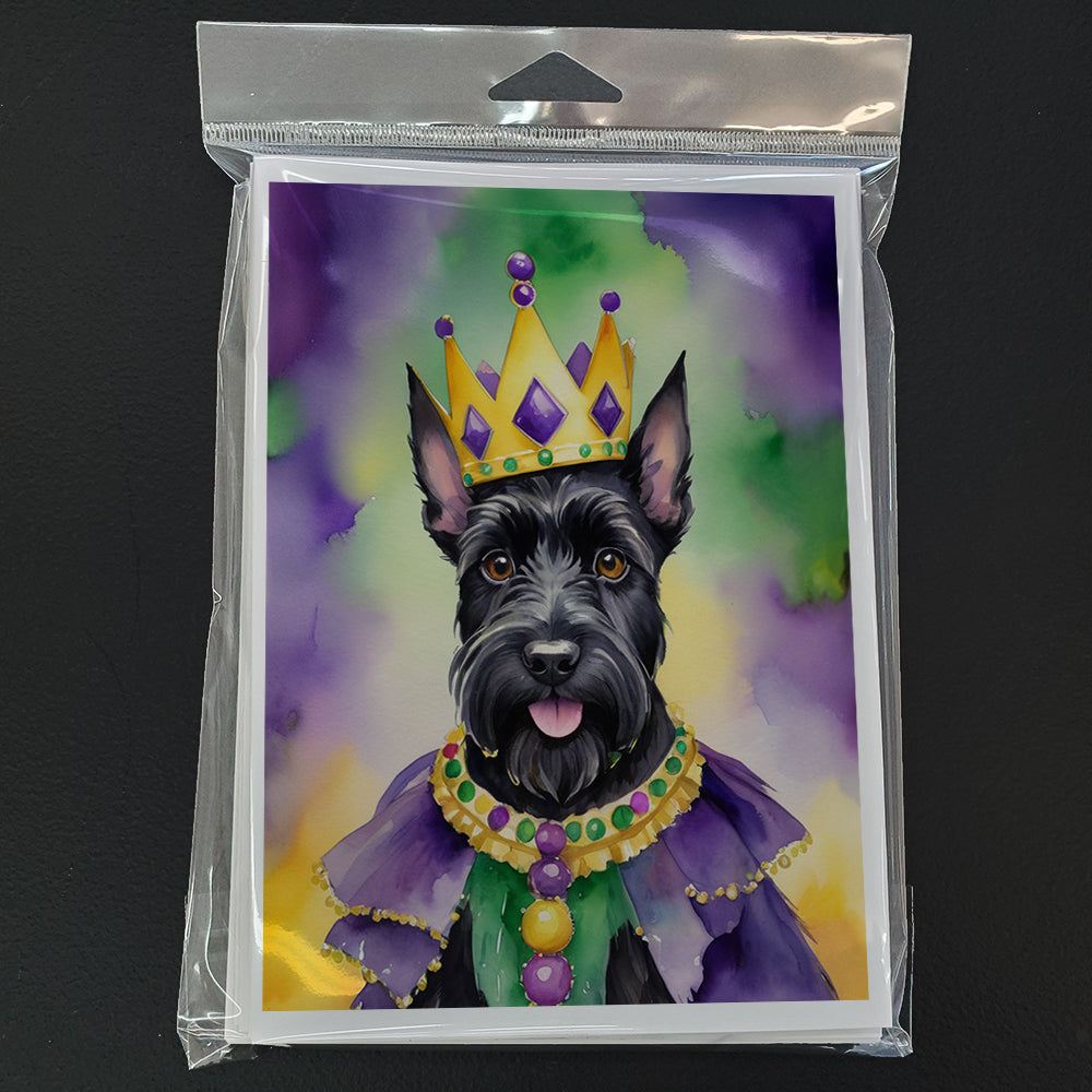 Scottish Terrier King of Mardi Gras Greeting Cards Pack of 8 Blank Cards with Envelopes Whimsical A7 Size 5x7