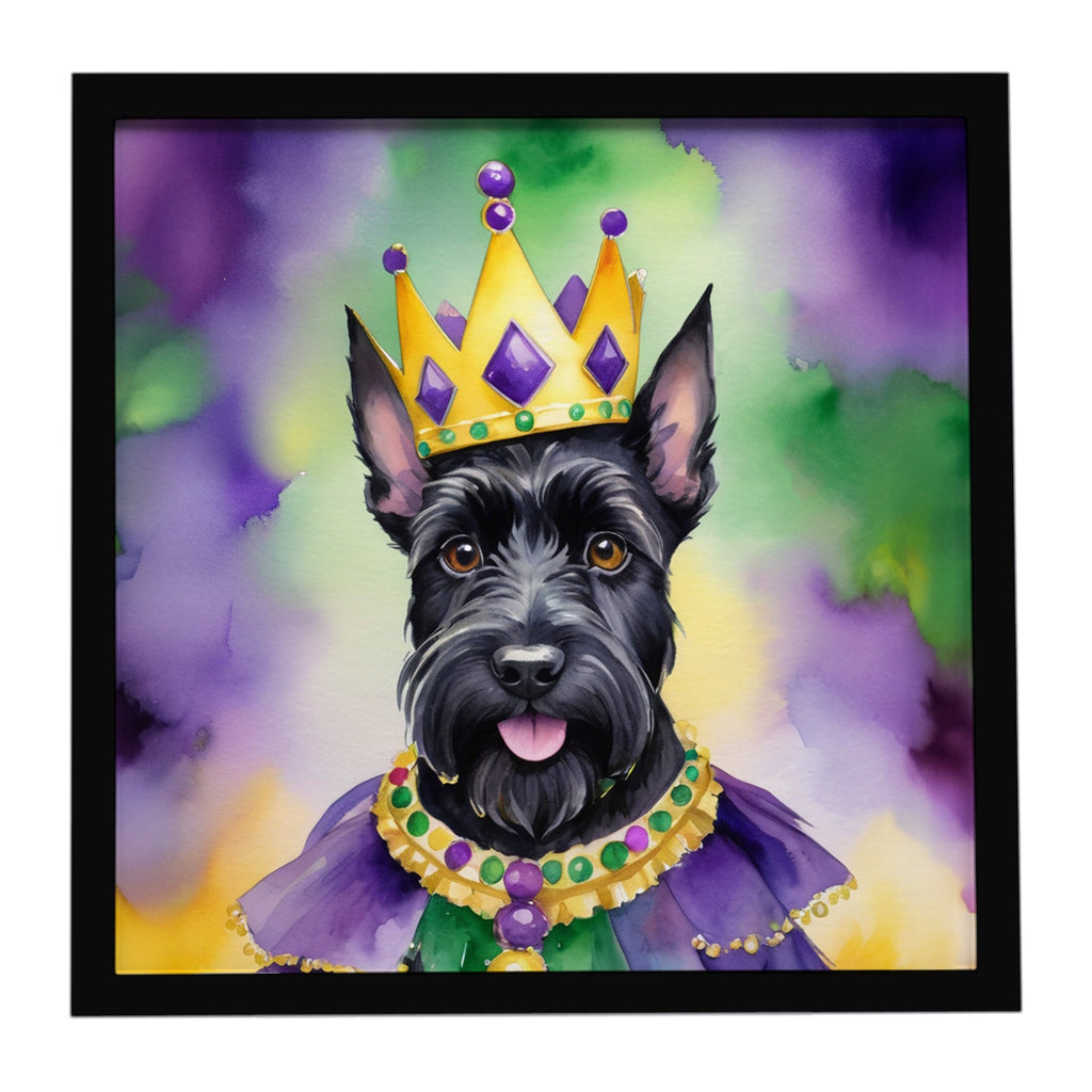 Scottish Terrier King of Mardi Gras Framed Metal Print Bathroom, Kitchen, Office, Home Decor Wall Art Ready to Hang, Square, 8X8