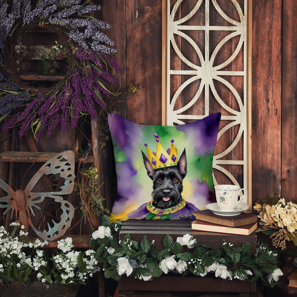 Scottish Terrier King of Mardi Gras Decorative Throw Pillow 18x18 Indoor Outdoor Accent Cushion, Fabric Cover with Insert for Sofa, Bed, Porch & Living Room