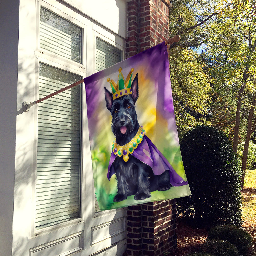 Scottish Terrier King of Mardi Gras House Flag 28x40 Porch Sleeve Pole Decorative Outside Yard Banner Artwork Wall Hanging, Polyester