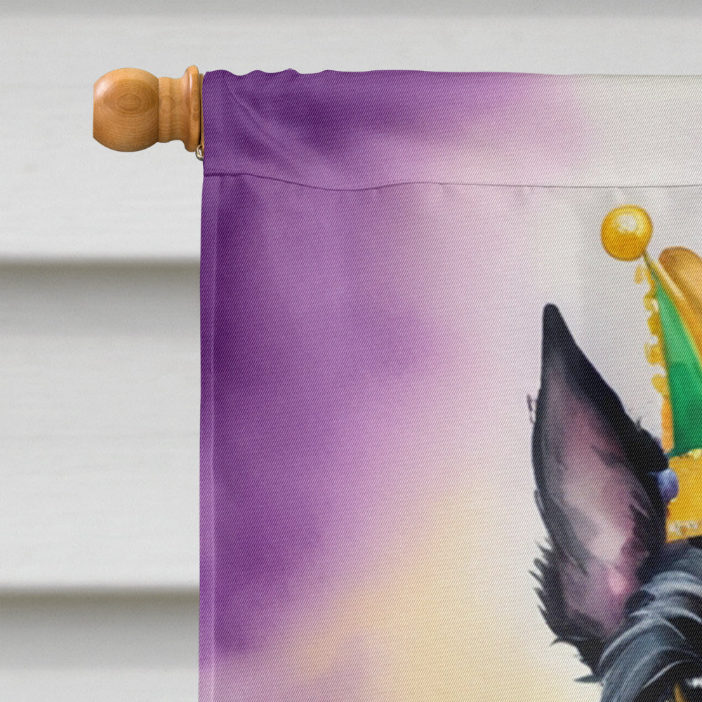 Scottish Terrier King of Mardi Gras House Flag 28x40 Porch Sleeve Pole Decorative Outside Yard Banner Artwork Wall Hanging, Polyester