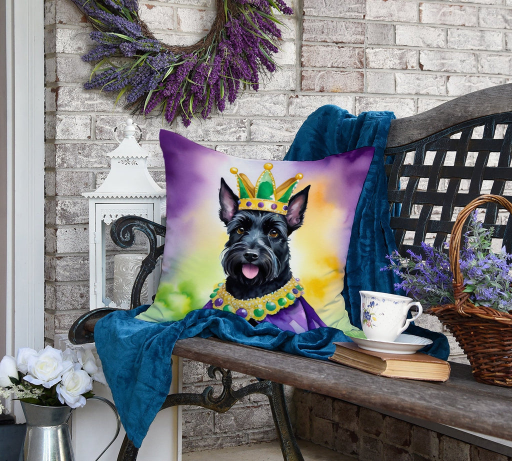 Scottish Terrier King of Mardi Gras Decorative Throw Pillow 18x18 Indoor Outdoor Accent Cushion, Fabric Cover with Insert for Sofa, Bed, Porch & Living Room