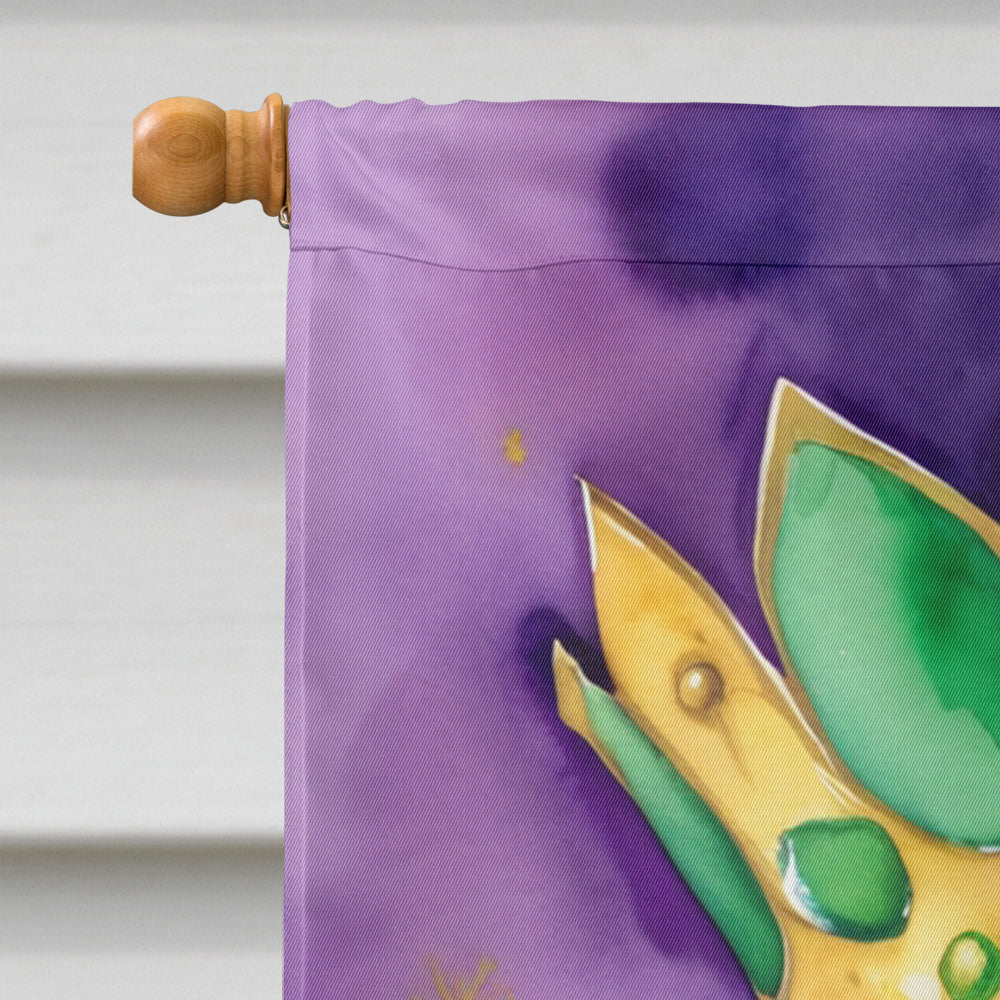Shar Pei King of Mardi Gras House Flag 28x40 Porch Sleeve Pole Decorative Outside Yard Banner Artwork Wall Hanging, Polyester