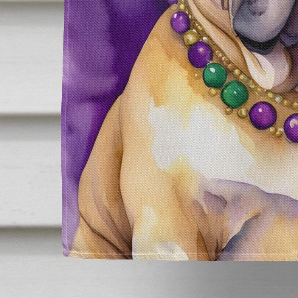 Shar Pei King of Mardi Gras House Flag 28x40 Porch Sleeve Pole Decorative Outside Yard Banner Artwork Wall Hanging, Polyester