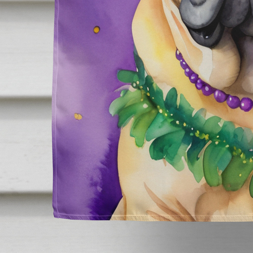 Shar Pei King of Mardi Gras House Flag 28x40 Porch Sleeve Pole Decorative Outside Yard Banner Artwork Wall Hanging, Polyester